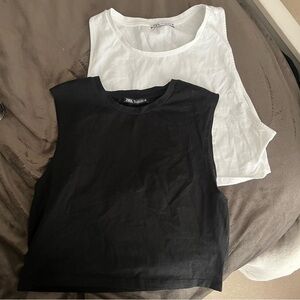 Zara White and Black T-Shirts